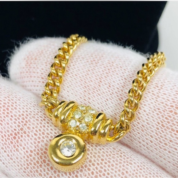 Dior Accessories - EUC Christian Dior Pre-Owned rhinestone chain necklace